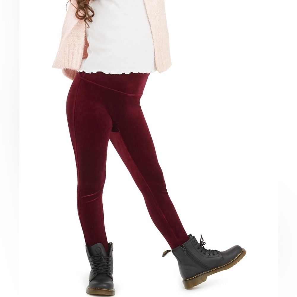 Spanx rich burgundy velvet leggings high rise size medium
